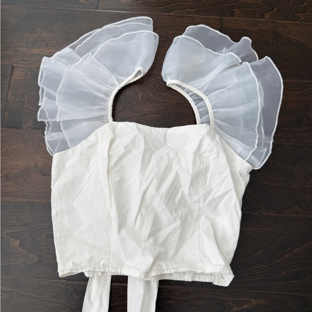Elegant White Ruffle Sleeve Top